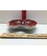 Vintage Small Candy/ Trinket Dish Leaf-Shaped Red w/Gold Trim - £9.34 GBP
