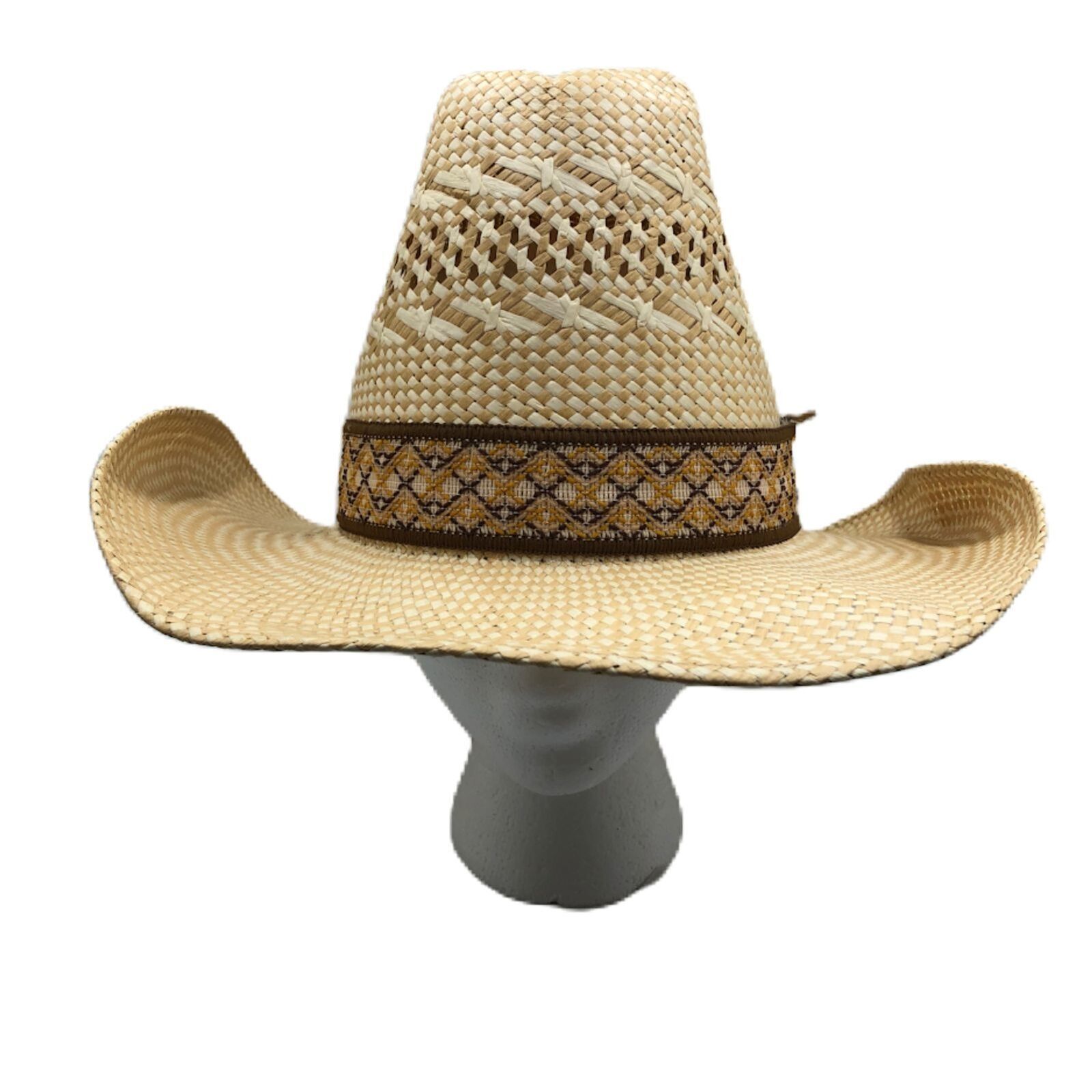 Vintage Stomper Western Straw Cowboy Cowgirl Classic Hat Rodeo Large Rancher  - $39.58