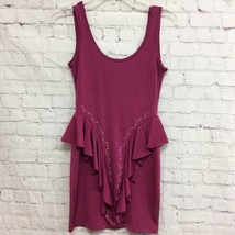 UVA Line Womens Sheath Dress Purple Scoop Neck Sleeveless Ruffles Embellished M - £17.39 GBP