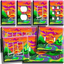 Retro 70&#39;S Psychedelic Art Lightswitch Outlet Wall Plate Groovy Hippy Room Decor - £8.71 GBP+