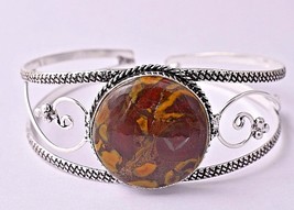 Rhodium Polished Handcrafted Round Jasper Women Elegant Designer Bracelet Gift - £24.73 GBP