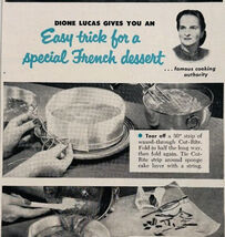 1954 Cut Rite Wax Paper Advertisement Baking Dione Lucas Famous Chef DWQQ9 - €8,58 EUR