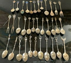 Vintage 31 Silver Souvenir Spoons and 4 Forks 363 Grams - £275.54 GBP