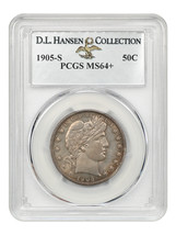 1905-S 50c PCGS MS64+ ex: D.L. Hansen - $4,634.18