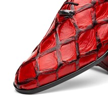 Olivieri Genuine Pirarucu Exotic Lace up Oxford Shoes Red image 3