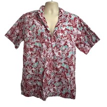 Go Barefoot Mens Vintage Red Reverse Print Pullover Hawaiian Shirt Large Pocket - £31.57 GBP