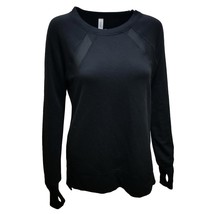 Ideology Mesh-Inset Step-Hem Knit Long Sleeves Pullover Top Sweater Blac... - £21.30 GBP