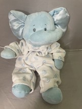 Baby Ganz Blue White Swirl Elephant Rattle Satin Ear Plush Stuffed Toy 12" - £19.63 GBP