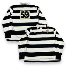 Auth Guinness Men&#39;s Rugby Polo Long Sleeve Shirt Black White Striped #59... - $48.02