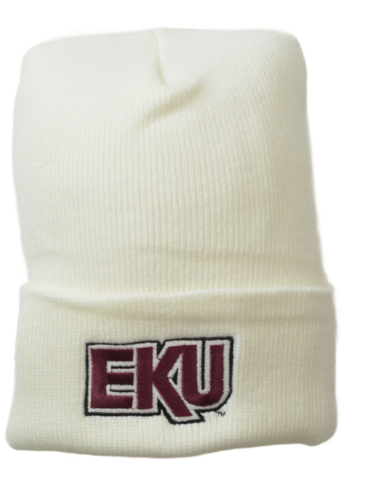 EKU Eastern Kentucky Colonels Coliseum NCAA Cuffed Knit White Beanie Winter Hat