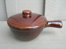 Old Vintage Brown Glaze Stoneware Individual Casserole Dish with Lid ~ U... - £11.83 GBP