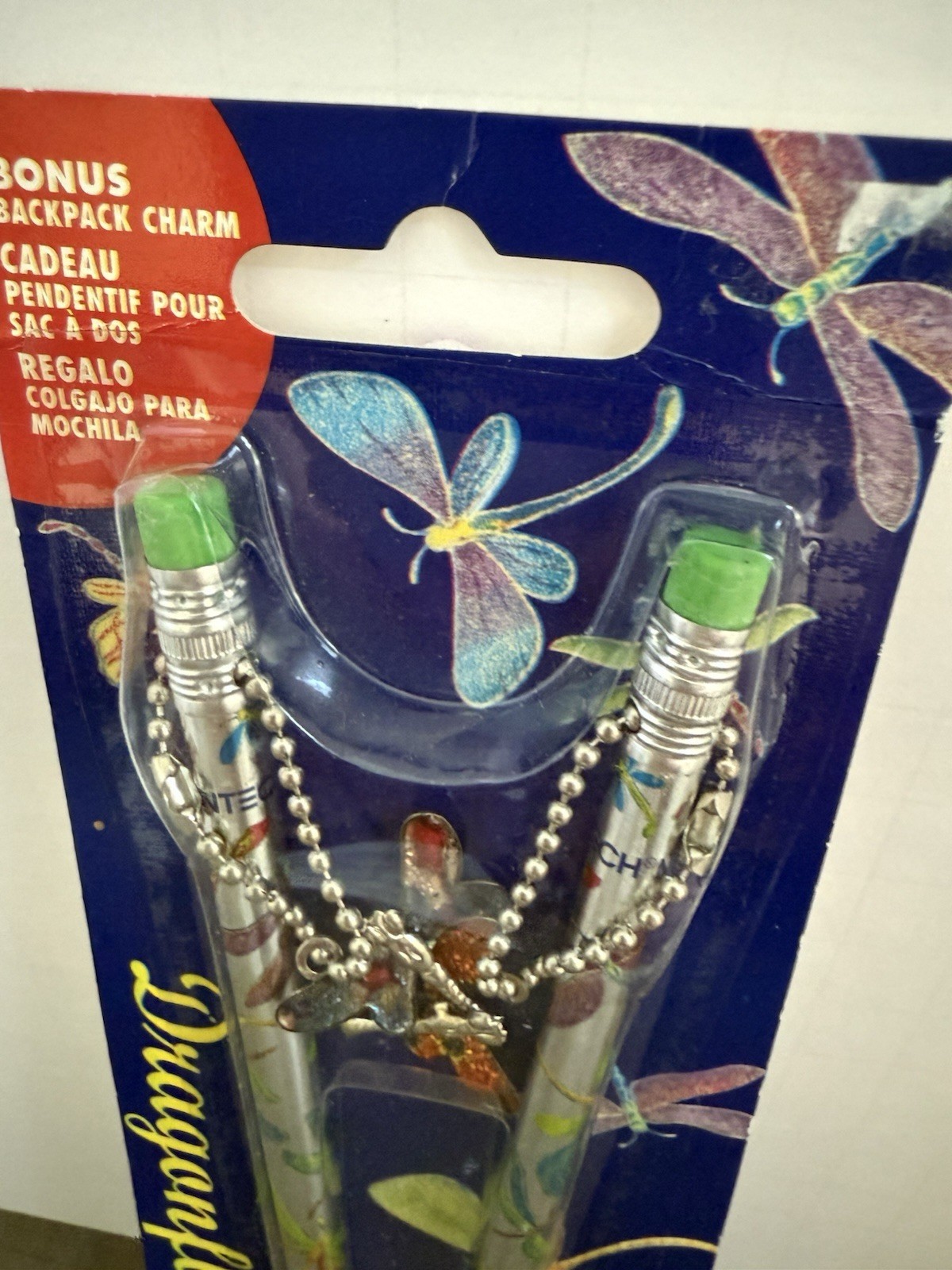 Vintage Pentech Pencils DRAGONFLIES Pack Of 2 w/ Charms Attached 1999 Item image 3