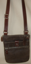 ROOTS Canada Brown Leather Zippered Shoulder Crossbody Messenger Bag - £30.18 GBP