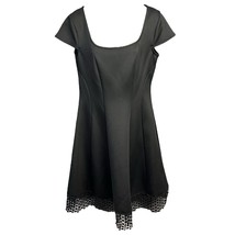 Donna Morgan Dress LBD Short Cap Sleeves Fit N Flare Stretch Crochet Hem NEW 10 - £51.28 GBP