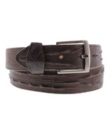 Brown Western Cowboy Leather Crocodile Alligator Tail Belt Silver Buckle - $29.99