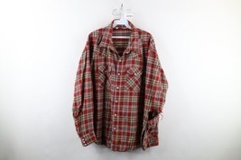 Vtg 70s Five Brother Dakota Mens 4XL Distressed Flannel Snap Button Shirt USA - £54.47 GBP