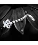 925 Sterling Silver Flower Floral Nose Screw Pin Stud Prong Set Clear Cr... - $8.81