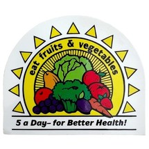 Eat Fruits And Vegetables Magnet Vintage 5 A Day Food Pyramid Multicolor... - $373.69 MXN