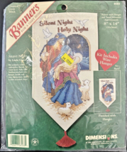 2 Christmas Cross Stitch Kits Dimensions Silent Night Banner &amp; Santa Pee... - $11.03