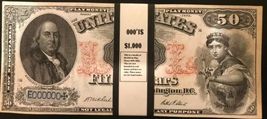 $1000 Play/Prop Money $50 Bills 1874 US Notes Franklin Bundle 20 Pieces - $13.99