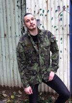 Vintage 1990s Czech Army military camo jacket coat camouflage m65 style unlined - £23.72 GBP