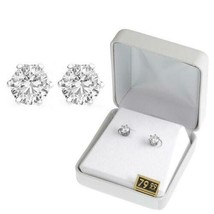 Crystals By Swarovski Stud Earrings Silver Tone 2 Carat TW In Gift Box New - £41.99 GBP