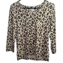 Chicos Womens T Shirt Size S 0 Cheetah Scoop 3/4 Sleeves Stretch 34&quot; Bust - £8.49 GBP
