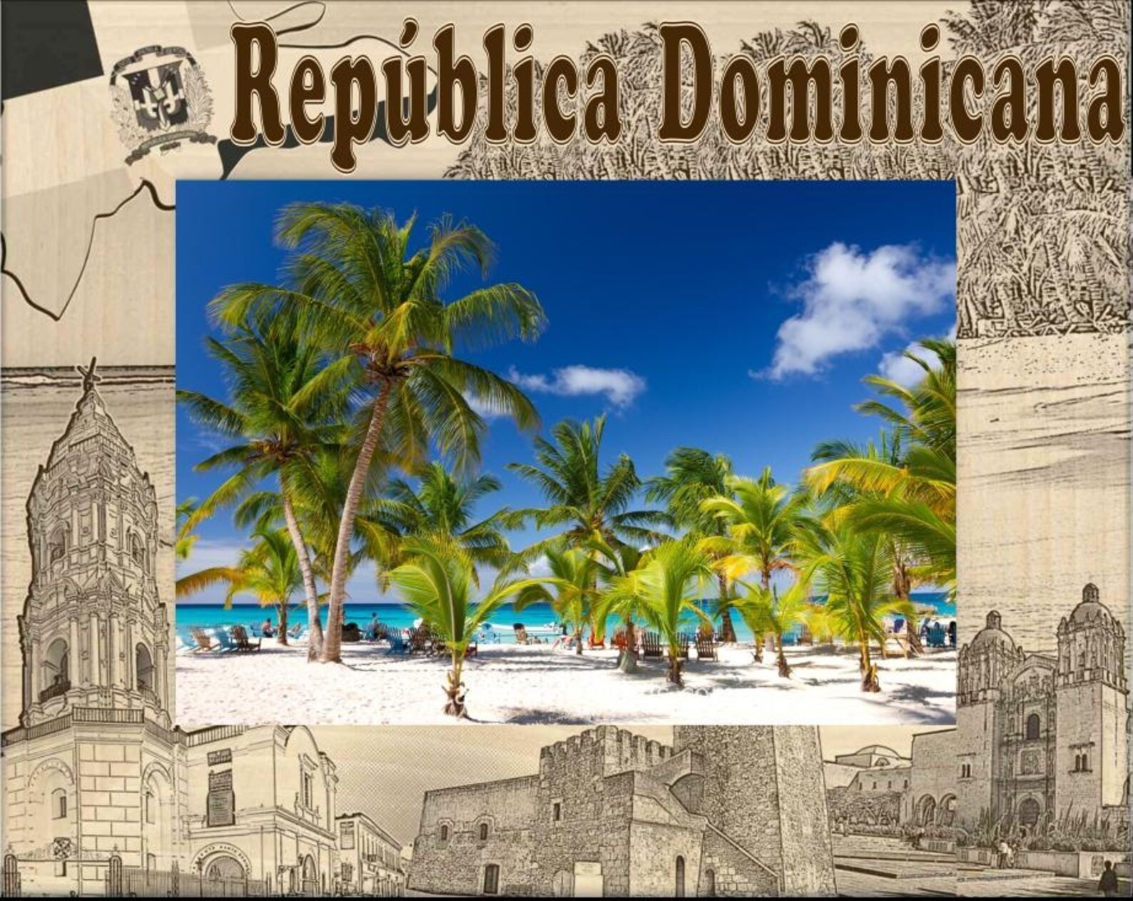 Republica Dominicana Laser Engraved Wood Picture Frame Landscape (5 x 7) - $30.99
