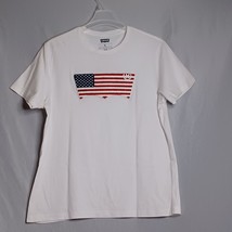 Levi&#39;s Shirt Men&#39;s XLarge White Patriotic Tee Short Sleeve Raised American Flag - $22.77