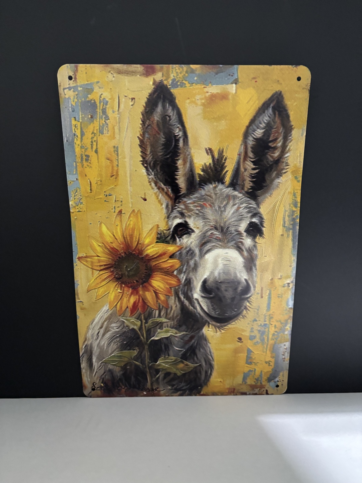 Donkey with Sunflower-Metal Wall Art - $15.00
