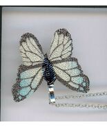 Fashion Handmade Blue Gray color Butterfly Pendant with Necklace - $499.32 MXN