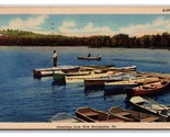 Generici Scena Greetings Barche Su Lago Nuovo Kensington Pa Lino Cartoli... - $5.08