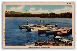 Generici Scena Greetings Barche Su Lago Nuovo Kensington Pa Lino Cartolina N20 - £3.98 GBP