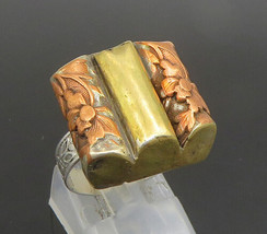 UNCAS 925 Sterling Silver - Vintage Ribbed Two Tone Flower Ring Sz 6.5 - RG24665 - £30.21 GBP