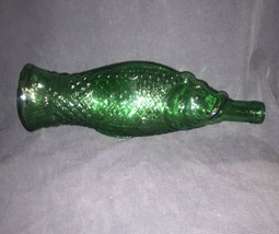 Federal Glass Fish Figural Emerald Orvietto Green Italian Wine Bottle De... - $24.74