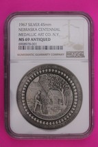 Antiqued 1967 MS 69 Nebraska Centennial Medallic 1.9 Ounce Silver Medal NGC 6045 - $250.02