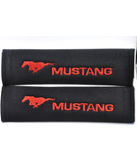 2 pieces (1 PAIR) Ford Mustang Embroidery Seat Belt Cover Pads (Red on B... - £13.36 GBP