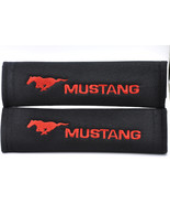 2 pieces (1 PAIR) Ford Mustang Embroidery Seat Belt Cover Pads (Red on B... - $24.60 CAD