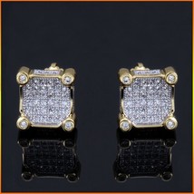 Men&#39;s Stud Earring 1.25CT Natural Moissanite Fully Iced in 14K Yellow Gold Over - £84.16 GBP