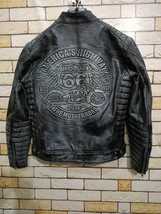 Premium Cow Hide Wax Leather Jacket For Men/Biker Style with Route66 Embossing - $120.00