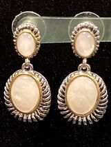 Southwestern Moonstone Cabochon Two-Tone Dangle Earrings - $12.34