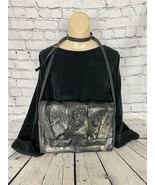 Vtg Nas Purse Metallic Faux Leather Animal Skin Patchwork 80s Black Gold... - $28.71