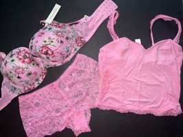Victoria&#39;s Secret 32DDD,34DDD,36DDD Bra Set+M Modal Cami Pink Floral Applique - £94.42 GBP
