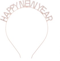 Happy New Year Headband Tiara New Year Eve Women&#39;s Sparkly Rhinestone New Year T - £19.54 GBP