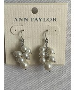 Ann Taylor  White Hook Fashion Faux Dangle Natural Pearl Earrings New Br... - £8.21 GBP