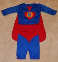 Super K Kid Hero Handmade Costume Halloween Top Pants Cape Approx 18 Mo ... - $25.21