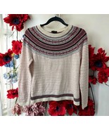 Talbots Women’s Nordic Print Crewneck Sweater Size Small red white grey ... - €23,09 EUR