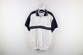 Vintage 90s Streetwear Mens Medium Faded Striped Color Block Pullover Polo Shirt - £35.48 GBP