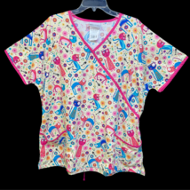 Women’s Uniform Advantage Scrub Shirt Sz XL Cat Kitty Kitten Fancy Pink ... - $19.99