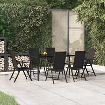 Garden Dining Set Black PE rattan Medium Foldable - $13,485.99 MXN